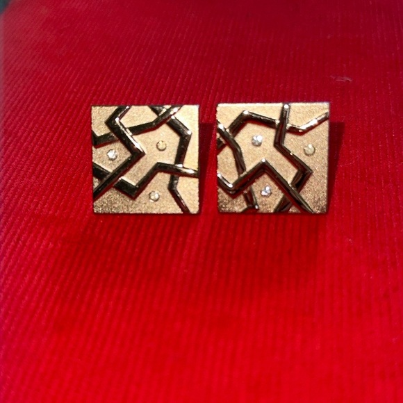 SWANK Other - Geometric Gold Tone with Stones Cufflinks